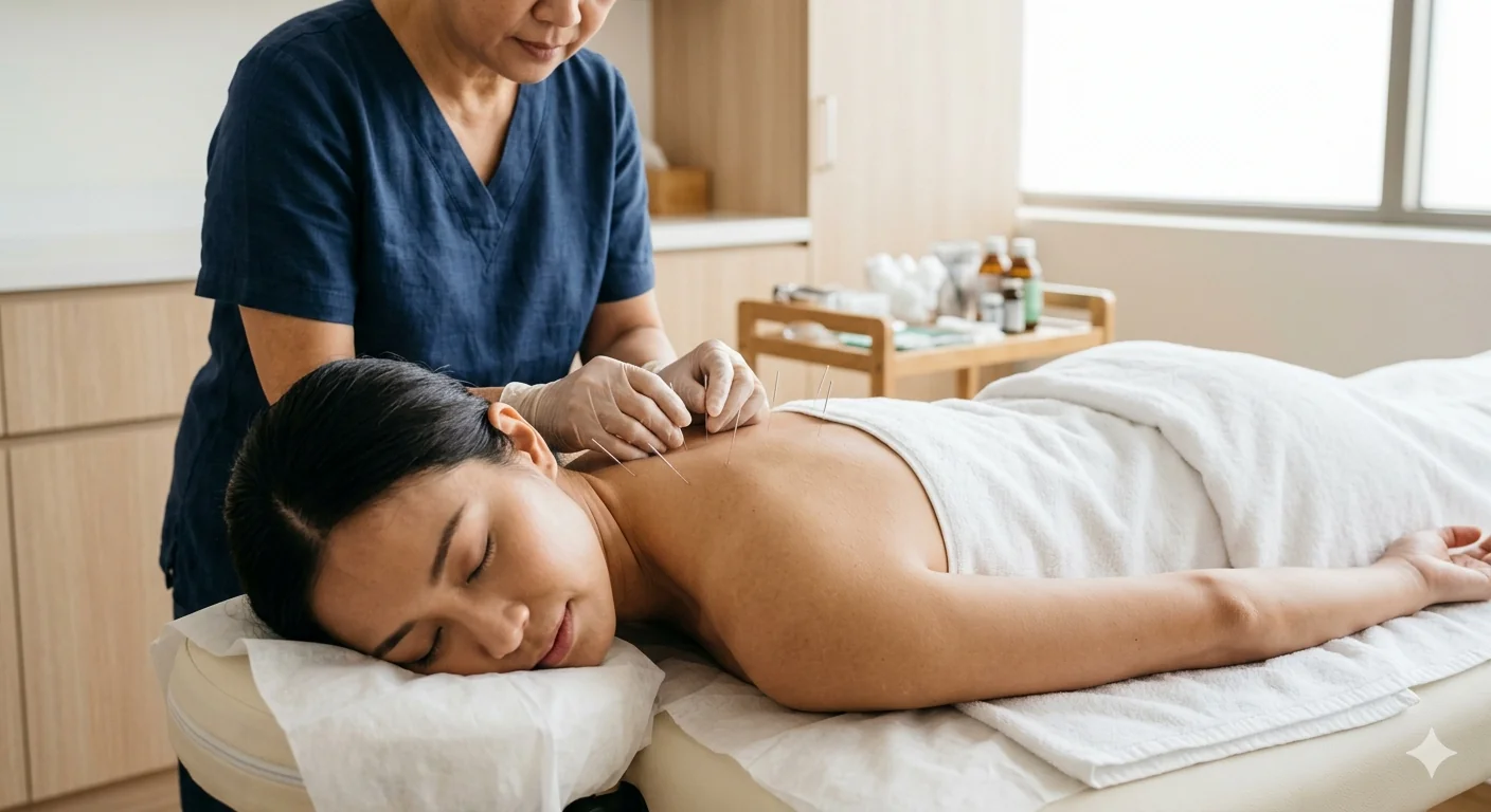 TCM acupuncture treatment at Serene Wellness Spa